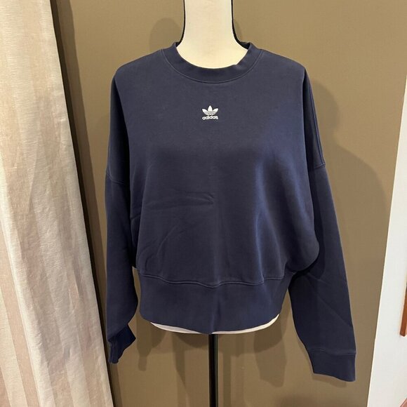 Adidas Women's Batwing Crewneck Navy Sweatshirt, Size Medium - Picture 1 of 8
